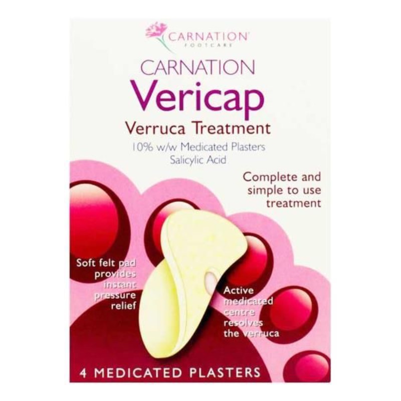 Carnation Vericap Verruca Treatment 10% W/w Medicated Plaster 4Pk