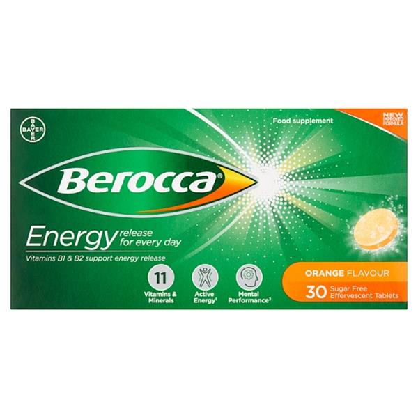 Berocca Orange Effervescent Vitamin Energy Tablets 30’S