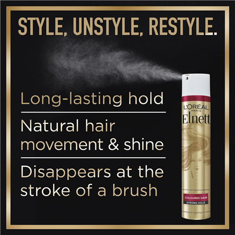 L'Oreal Elnett Volume Flat Hair Strong Hold Shine Hairspray 200ml - Image 2