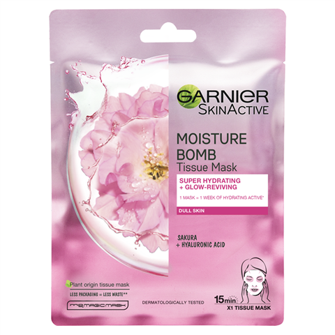Garnier Moisture Bomb Sakura Hydrating Face Sheet Mask For Dull Skin 32g