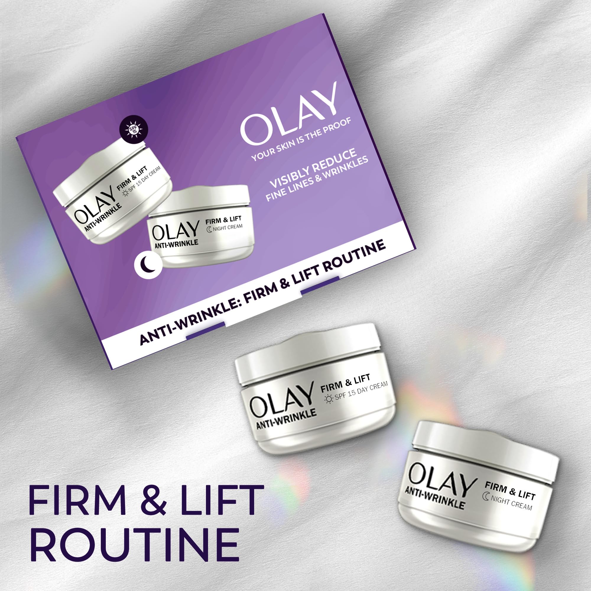 Olay Anti-Wrinkle Firm & Lift Giftset: Day Cream SPF15 & Night Moisturiser
