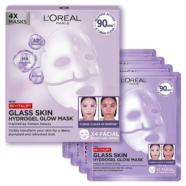 L’Oréal Paris Revitalift Glass Skin Hydrogel Glow Mask (4 Pack) | Healthwise
